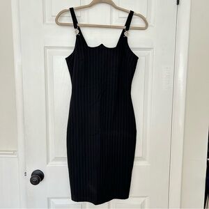 Versace Jeans Couture Vintage Striped Scalloped Neck Dress